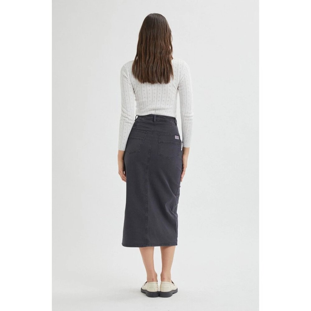 Rolla's Jeans Taper Skirt Washed Black Cotton Midi Size 32 New With Tag - Picture 2 of 7